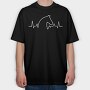 Horse Heartbeat Line, Tricou Oversize Barbati (Unisex)