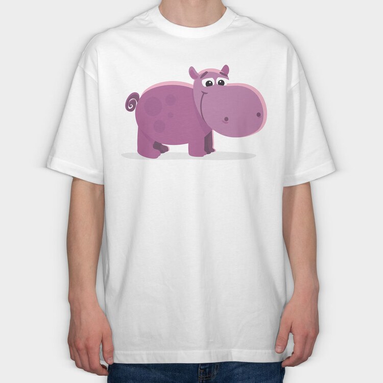 Hippo Huggable, Tricou Oversize Barbati (Unisex)