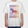 Horned Warrior Unicorn Animal Sunset, Tricou Oversize Barbati (Unisex)
