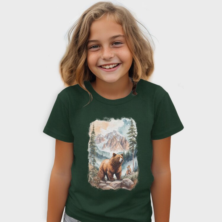Bear Watercolor Forest, Tricou Copii