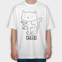 Cat With Drink Stroke Cheers, Tricou Oversize Barbati (Unisex)