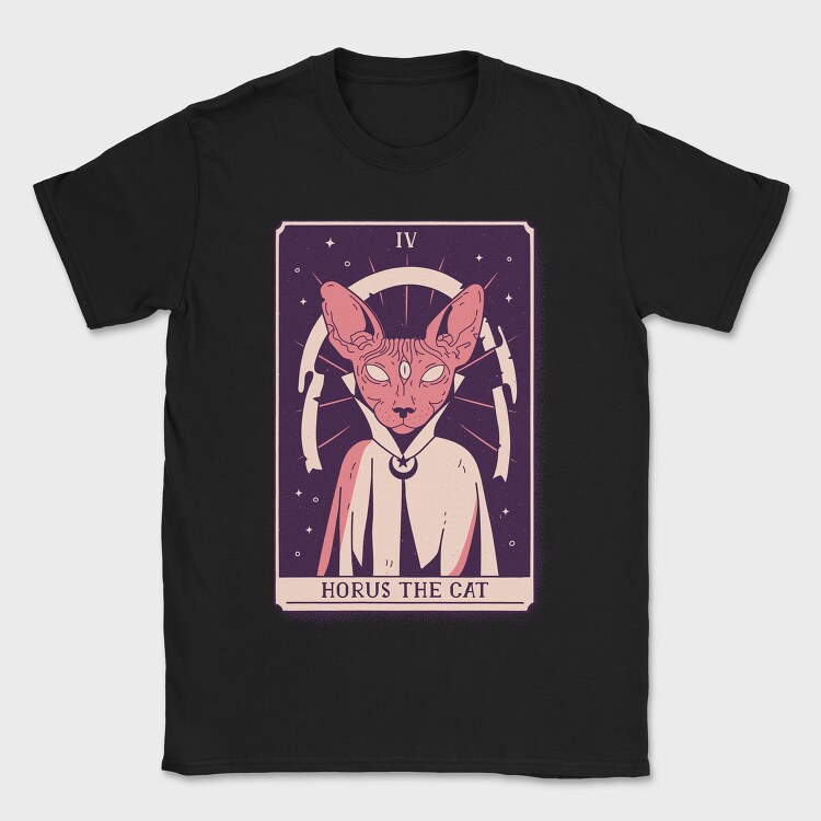 Cat Wizard Mystical Tarot Card Horus The Si, Tricou Barbati (Unisex)