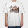 Horse And German Shepherd, Tricou Oversize Barbati (Unisex)