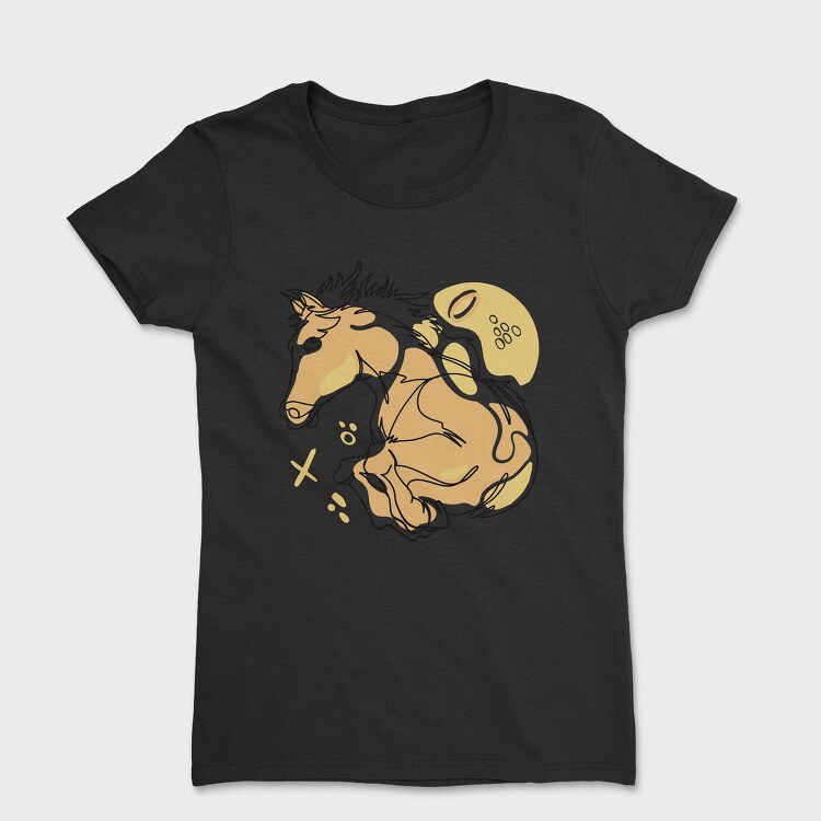 Horse Animal Continuous Line Jumping, Tricou Femei