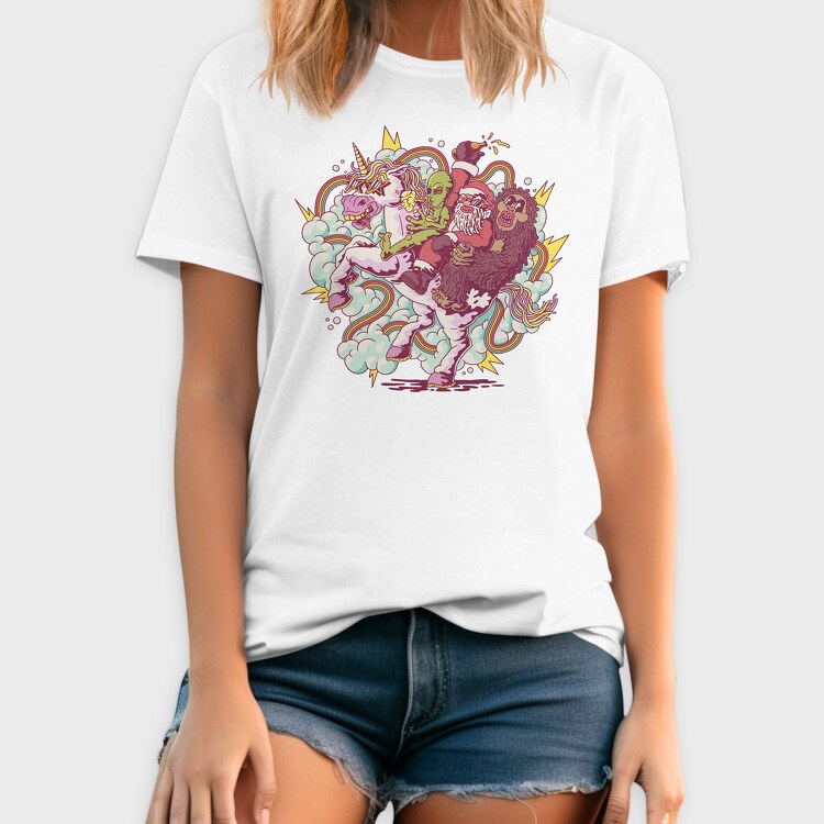 Unicorn Santa Aliens Sasquatch, Tricou Barbati (Unisex)