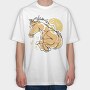 Horse Animal Continuous Line Jumping, Tricou Oversize Barbati (Unisex)