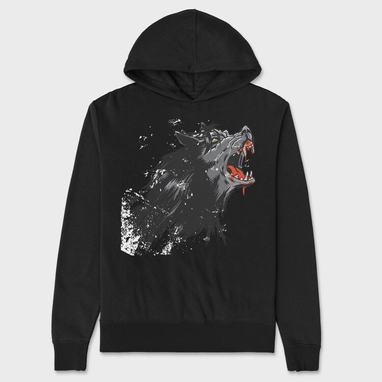 Howling Werewolf Cartoon, Hanorac Oversize Barbati (Unisex)