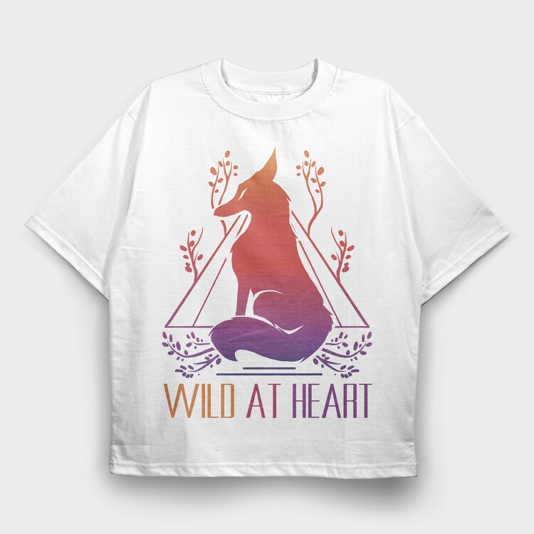 Wild At Heart Fox Dark Animals, Tricou Oversize Barbati (Unisex)