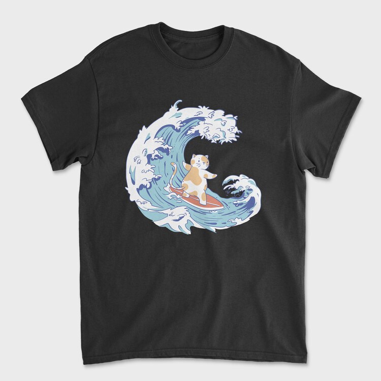 Cute Surfer Cat, Tricou Barbati (Unisex)