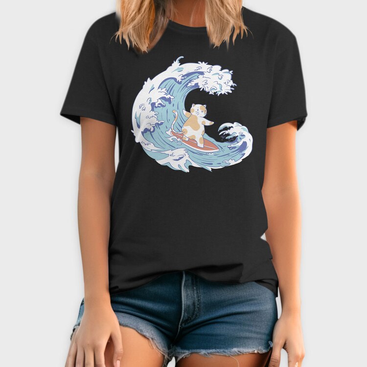 Cute Surfer Cat, Tricou Barbati (Unisex)