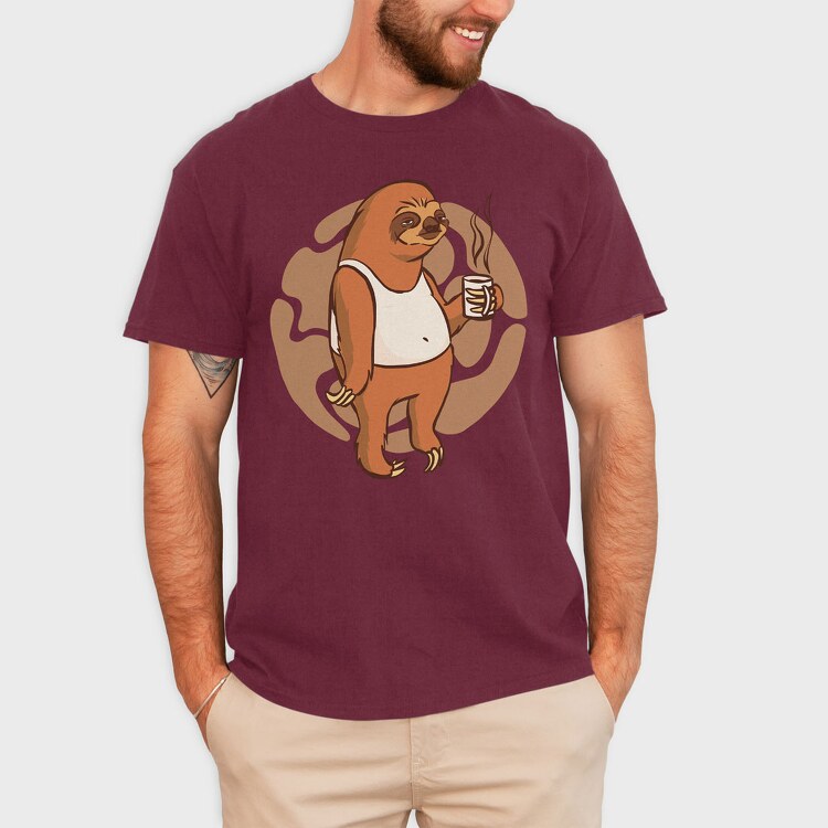 Sloth With Coffee Mug, Tricou Barbati (Unisex)