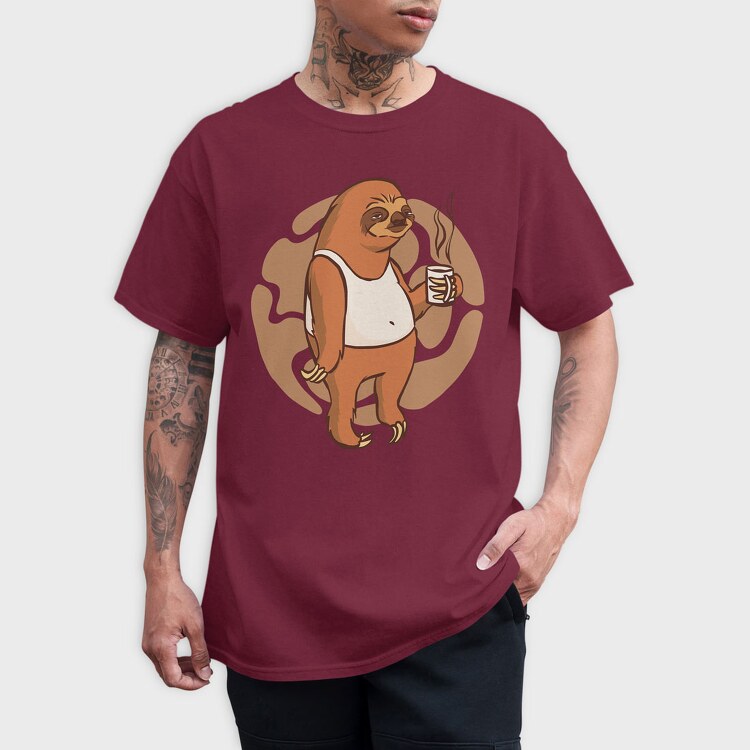 Sloth With Coffee Mug, Tricou Barbati (Unisex)