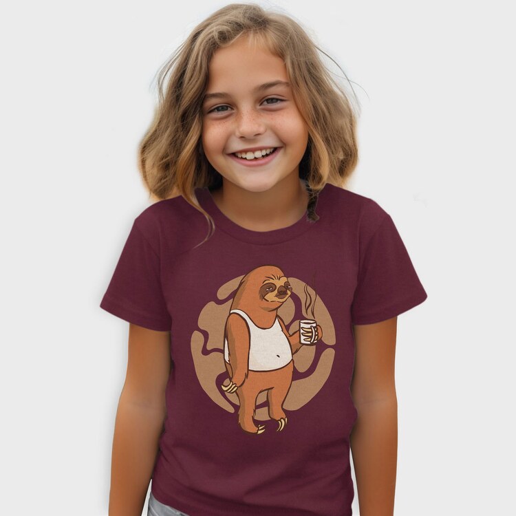 Sloth With Coffee Mug, Tricou Copii