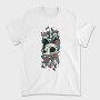 Flowers Cat Skull, Tricou Barbati (Unisex)