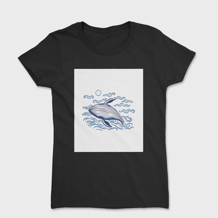 Whale Ocean Illustration, Tricou Femei