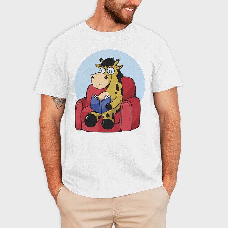 Giraffe Reading, Tricou Barbati (Unisex)