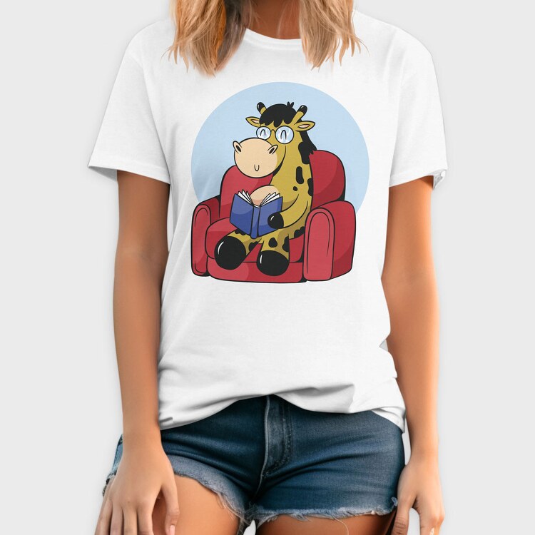 Giraffe Reading, Tricou Barbati (Unisex)