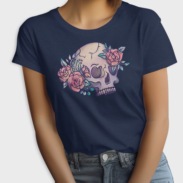 Tattoo Skull Flowers, Tricou Femei