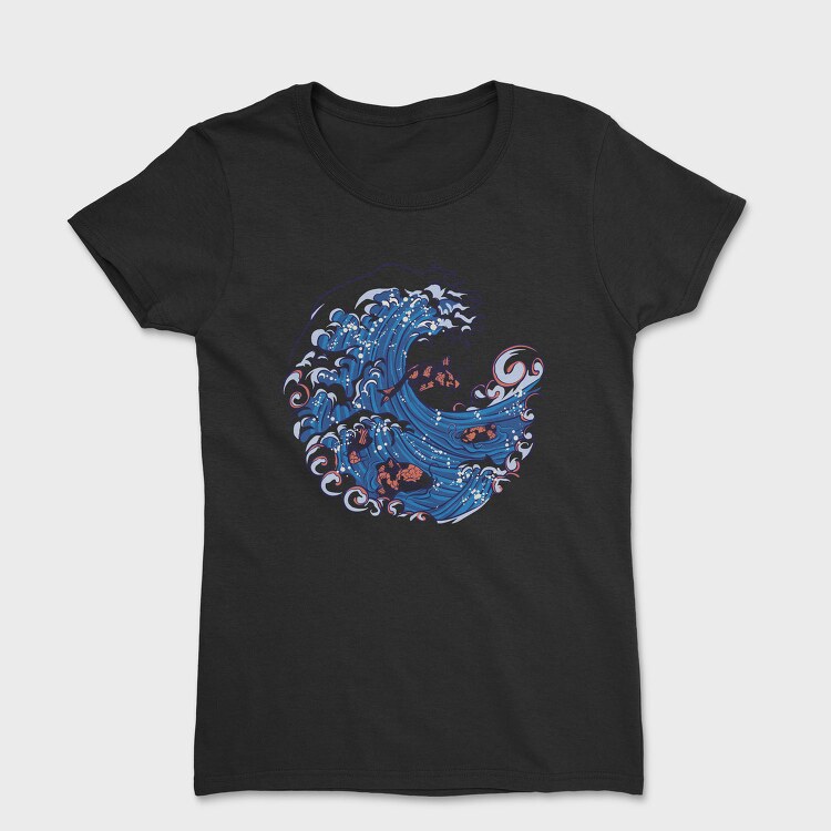 Wave With Koi Fishes, Tricou Femei
