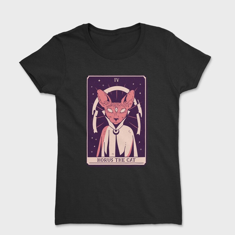Cat Wizard Mystical Tarot Card Horus The Si, Tricou Femei