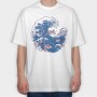 Wave With Koi Fishes, Tricou Oversize Barbati (Unisex)