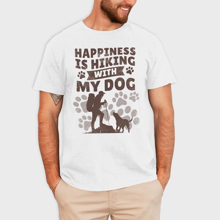 hiking with my dog mono, Tricou Barbati (Unisex)