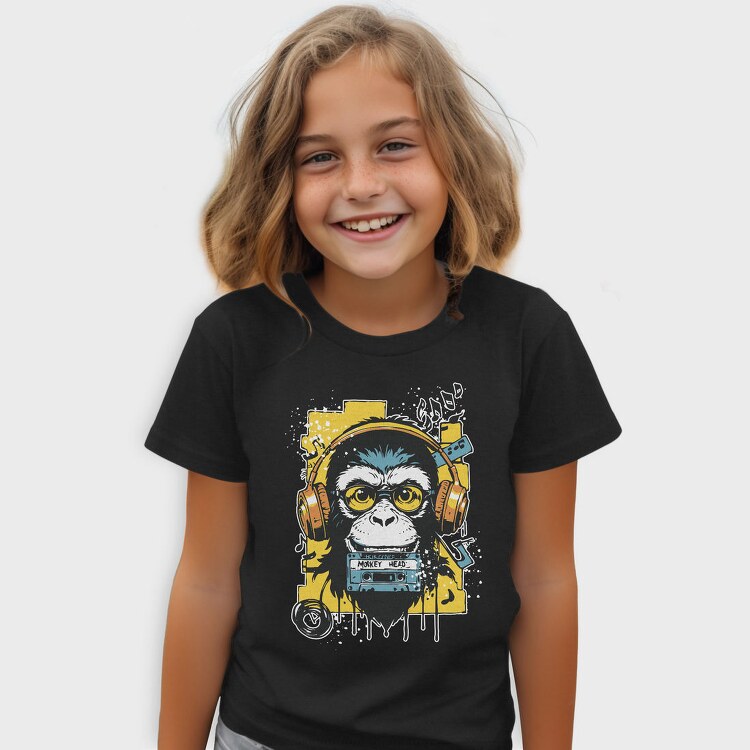 Groovy Monkey Dj Music Head, Tricou Copii