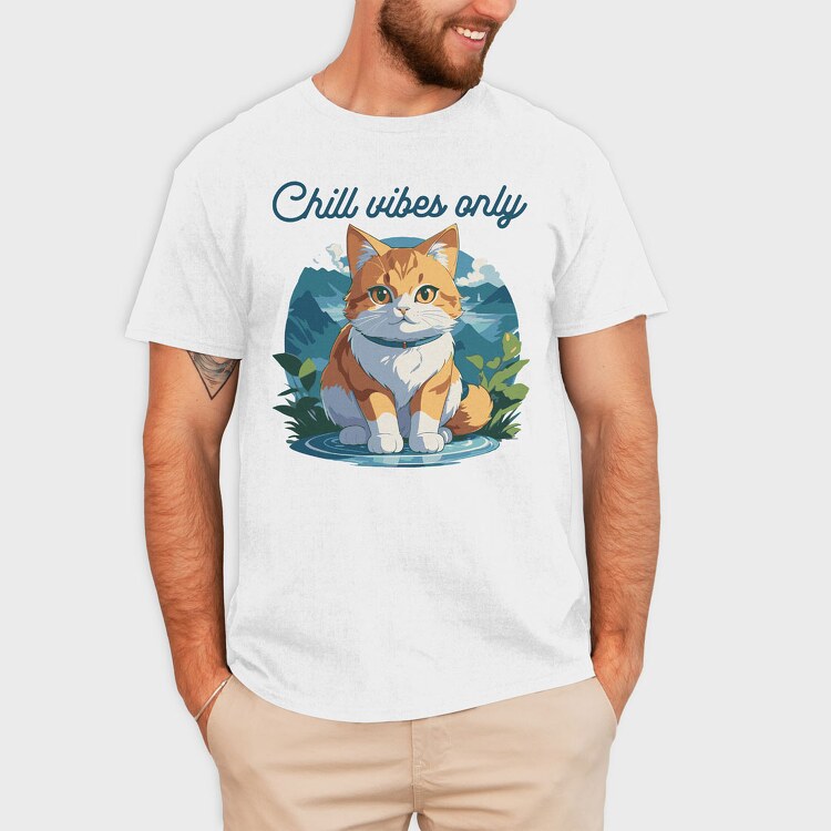 Cat Chill Vibes, Tricou Barbati (Unisex)