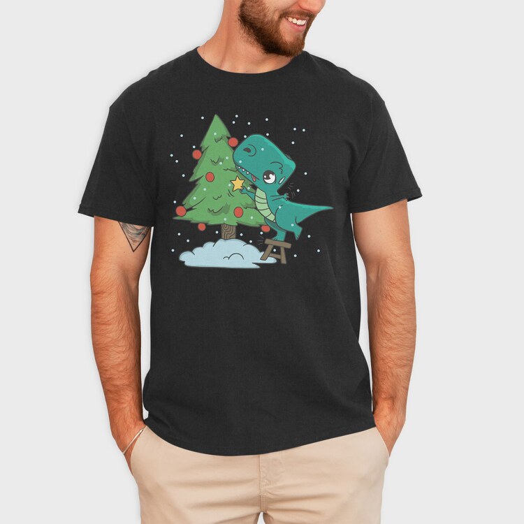 Trex Chistmas Tree, Tricou Barbati (Unisex)