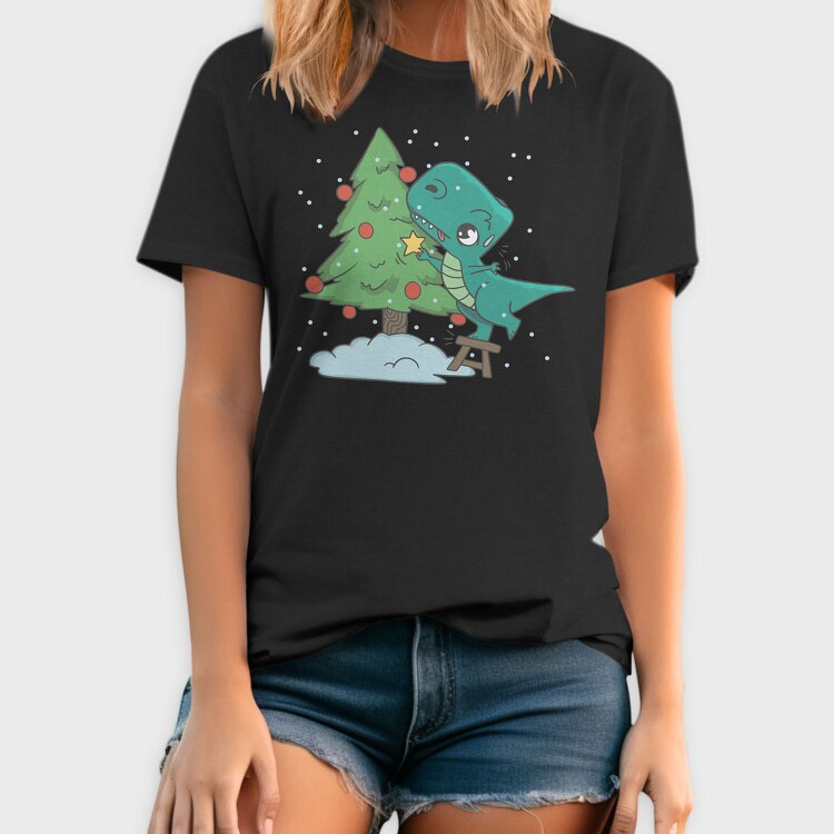 Trex Chistmas Tree, Tricou Barbati (Unisex)