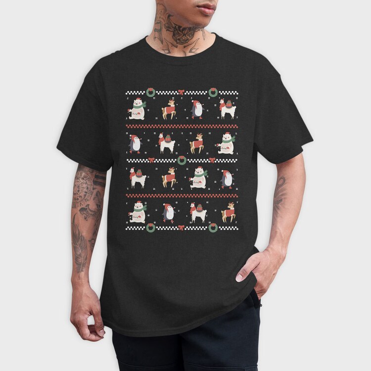 Ugly Sweater Christmas Animals, Tricou Barbati (Unisex)