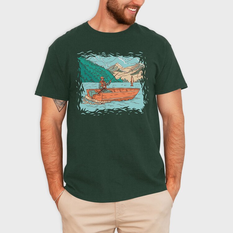 Fisherman Boat, Tricou Barbati (Unisex)