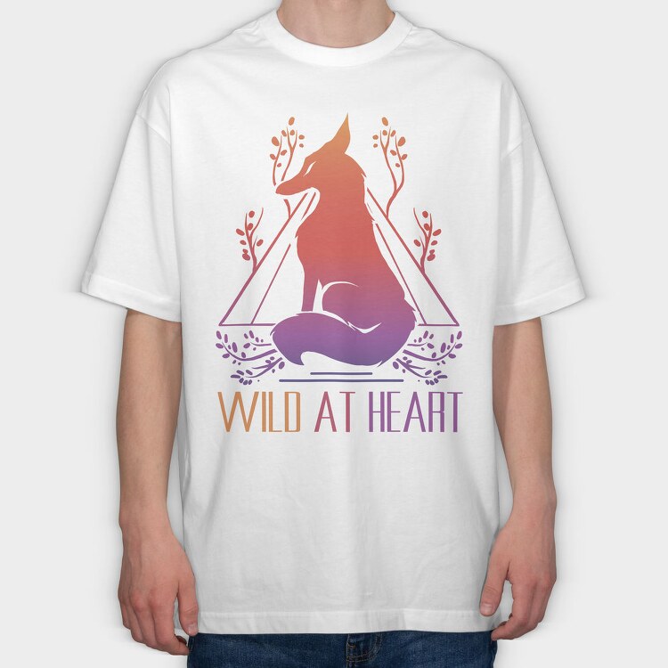 Wild At Heart Fox Dark Animals, Tricou Oversize Barbati (Unisex)