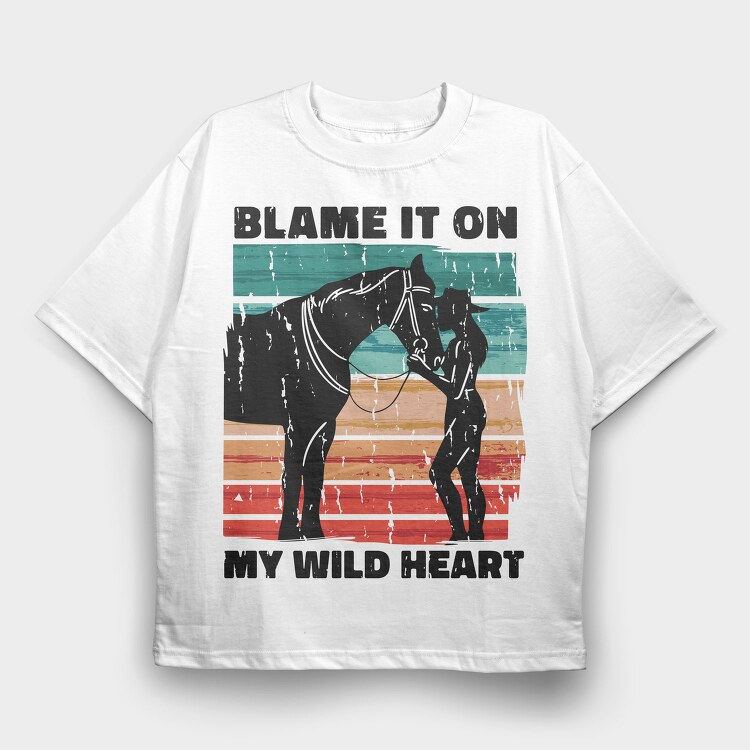 Wild Heart Horse My, Tricou Oversize Barbati (Unisex)