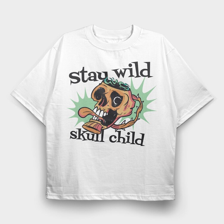 Wild Skull Child, Tricou Oversize Barbati (Unisex)