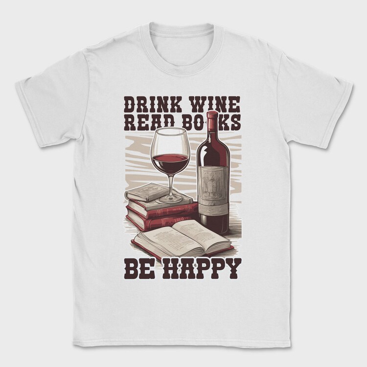Wine And Books Happy Happiness, Tricou Barbati (Unisex)