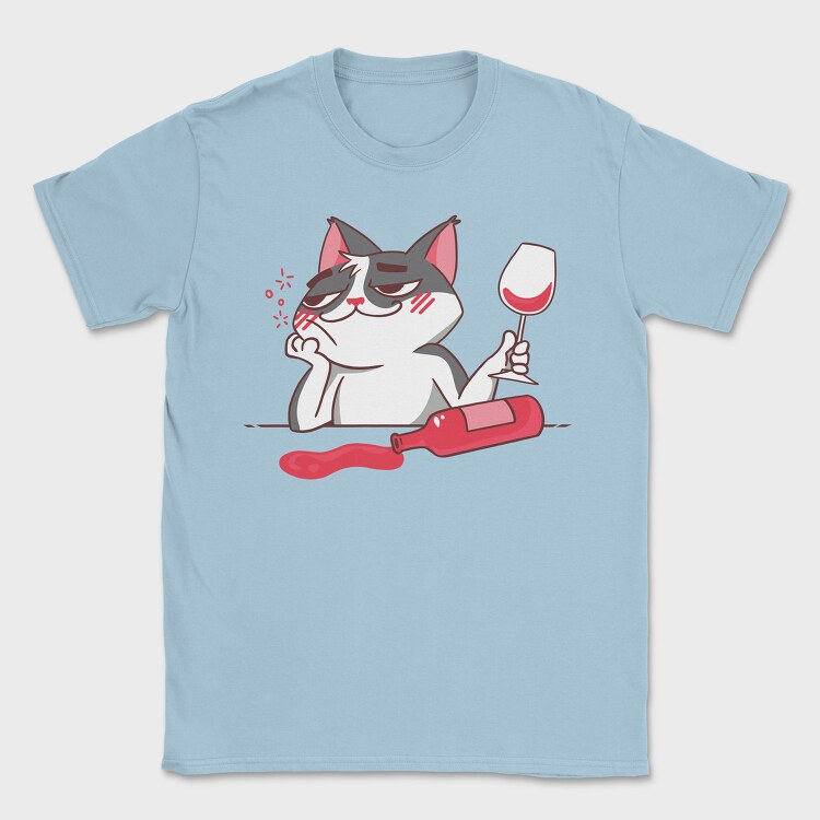 Wine Cat Drunk, Tricou Barbati (Unisex)