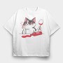 Wine Cat Drunk, Tricou Oversize Barbati (Unisex)