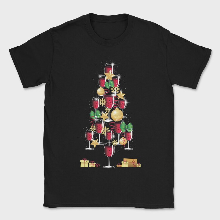 Wine Christmas Tree 001, Tricou Barbati (Unisex)