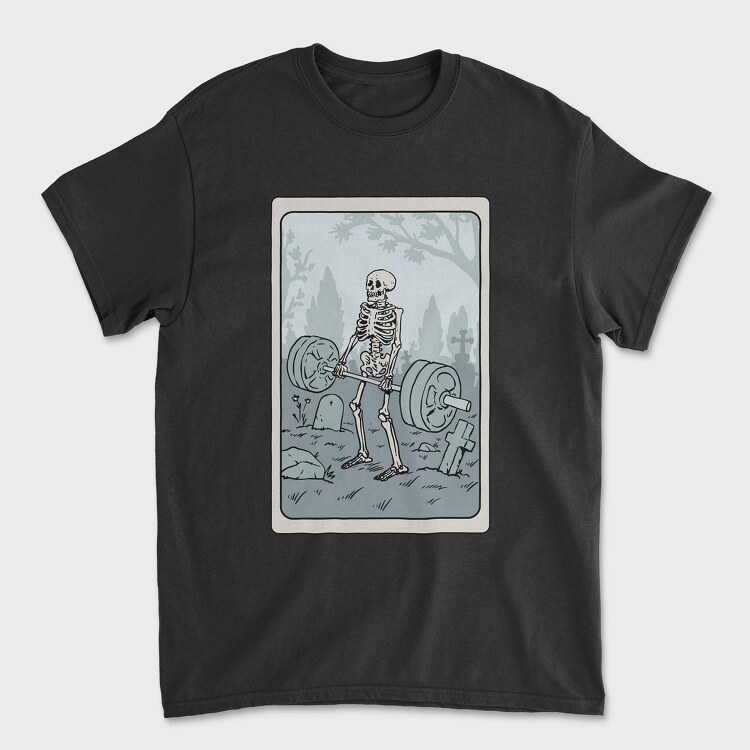 Skeleton Deadlifting Tarot Card, Tricou Barbati (Unisex)