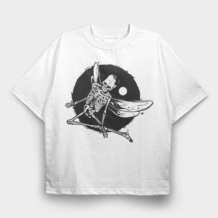 Winged Skeleton Grunge Fly, Tricou Oversize Barbati (Unisex)