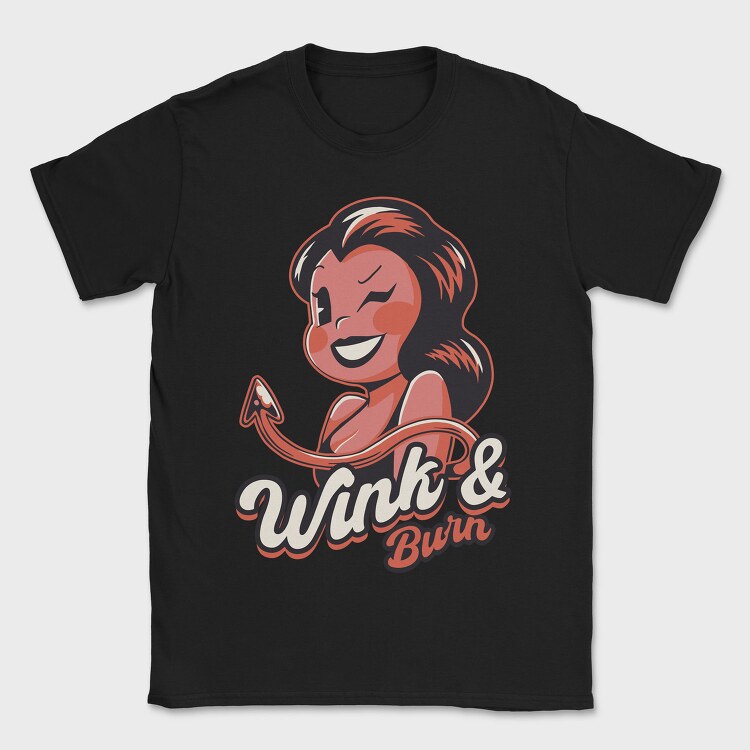 Winking Devil Pun Cartoon Girl Halloween, Tricou Barbati (Unisex)