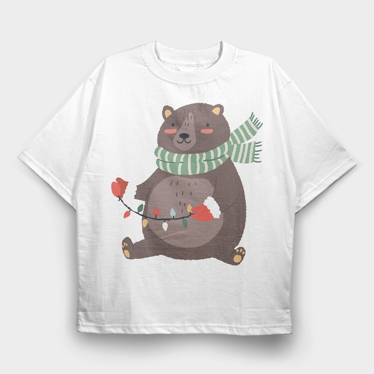 Winter Bear Lights, Tricou Oversize Barbati (Unisex)