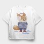 Winter Fox Friend, Tricou Oversize Barbati (Unisex)
