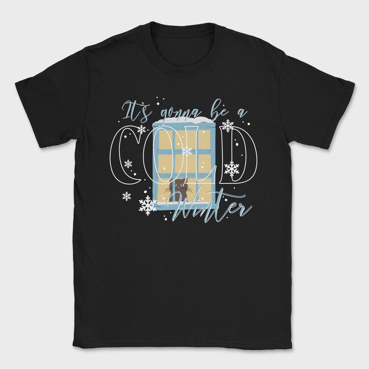 Winter Window Cat, Tricou Barbati (Unisex)
