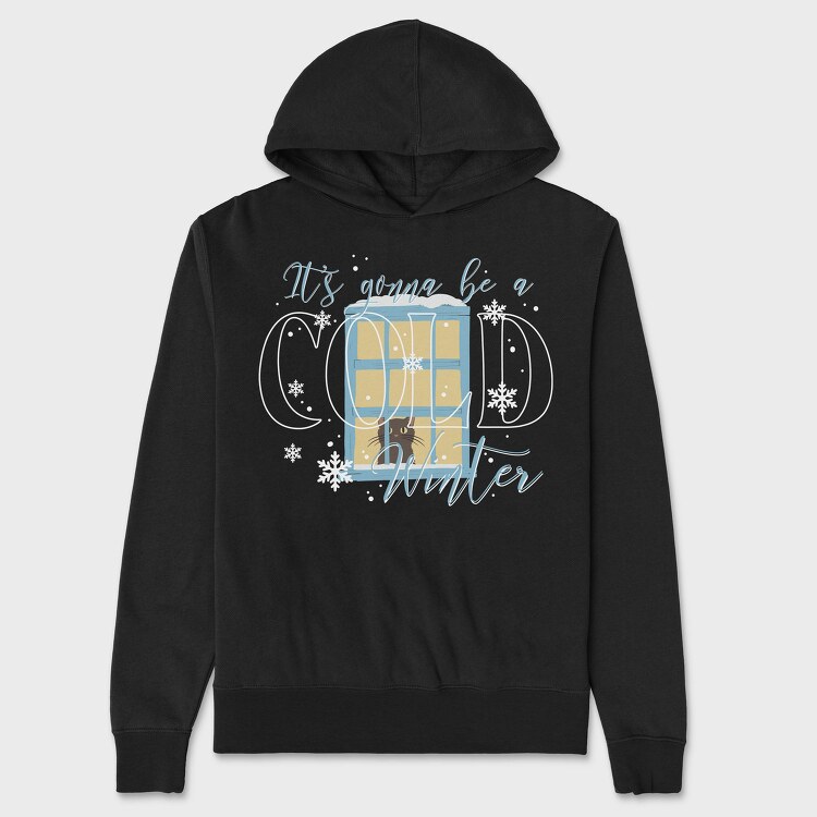 Winter Window Cat, Hanorac Oversize Barbati (Unisex)