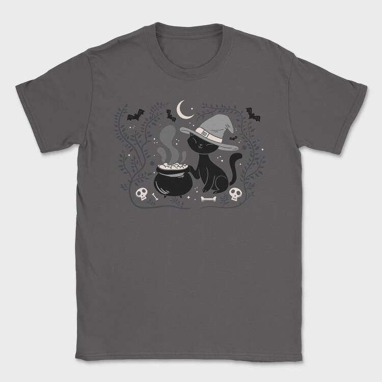 Witch Cat Halloween Illustration 3, Tricou Barbati (Unisex)