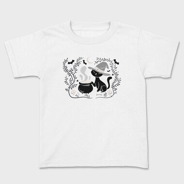Witch Cat Halloween Illustration 3, Tricou Copii