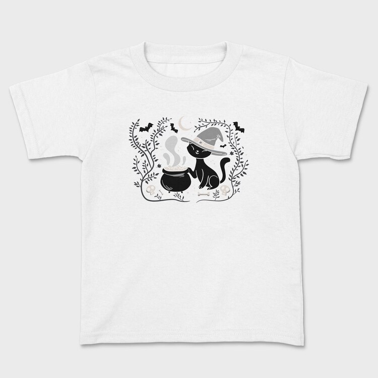 Witch Cat Halloween Illustration 3, Tricou Copii
