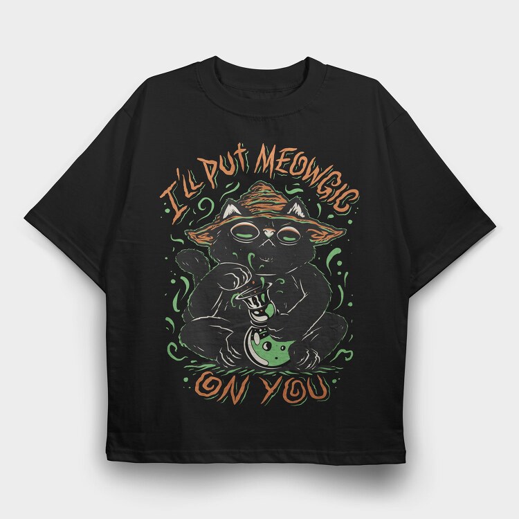 Witch Cat Halloween Magic, Tricou Oversize Barbati (Unisex)